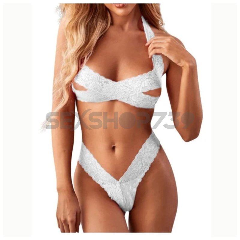 CONJUNTO BRALETTE - DE ENCAJE CRUZADO