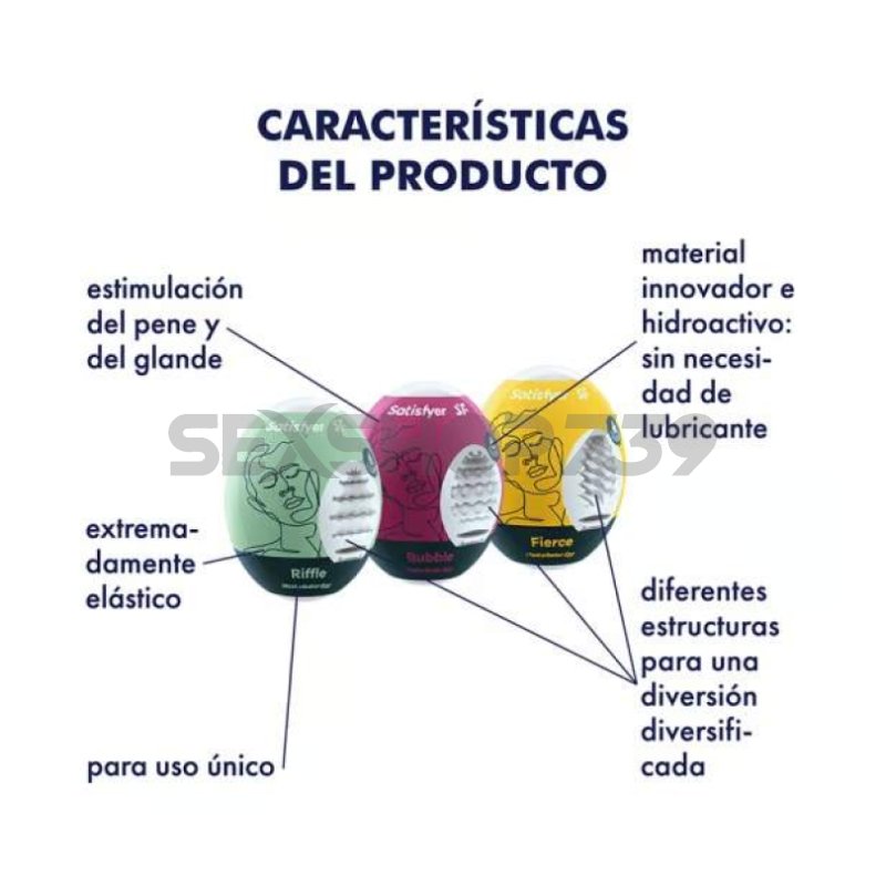 Set de 3 huevos masturbadores: Riffle, Bubble, Fierce